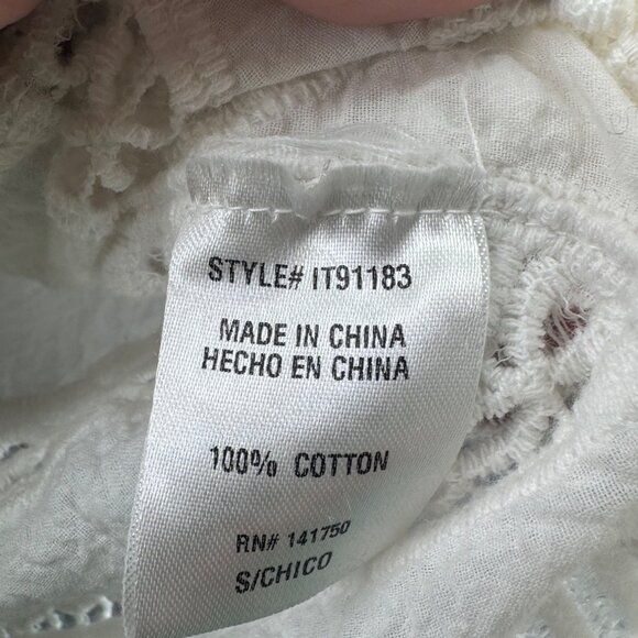 Orange Creek  Lace Shirt Zipper Front & Crochet Detailing  White Size Small - Picture 7 of 7